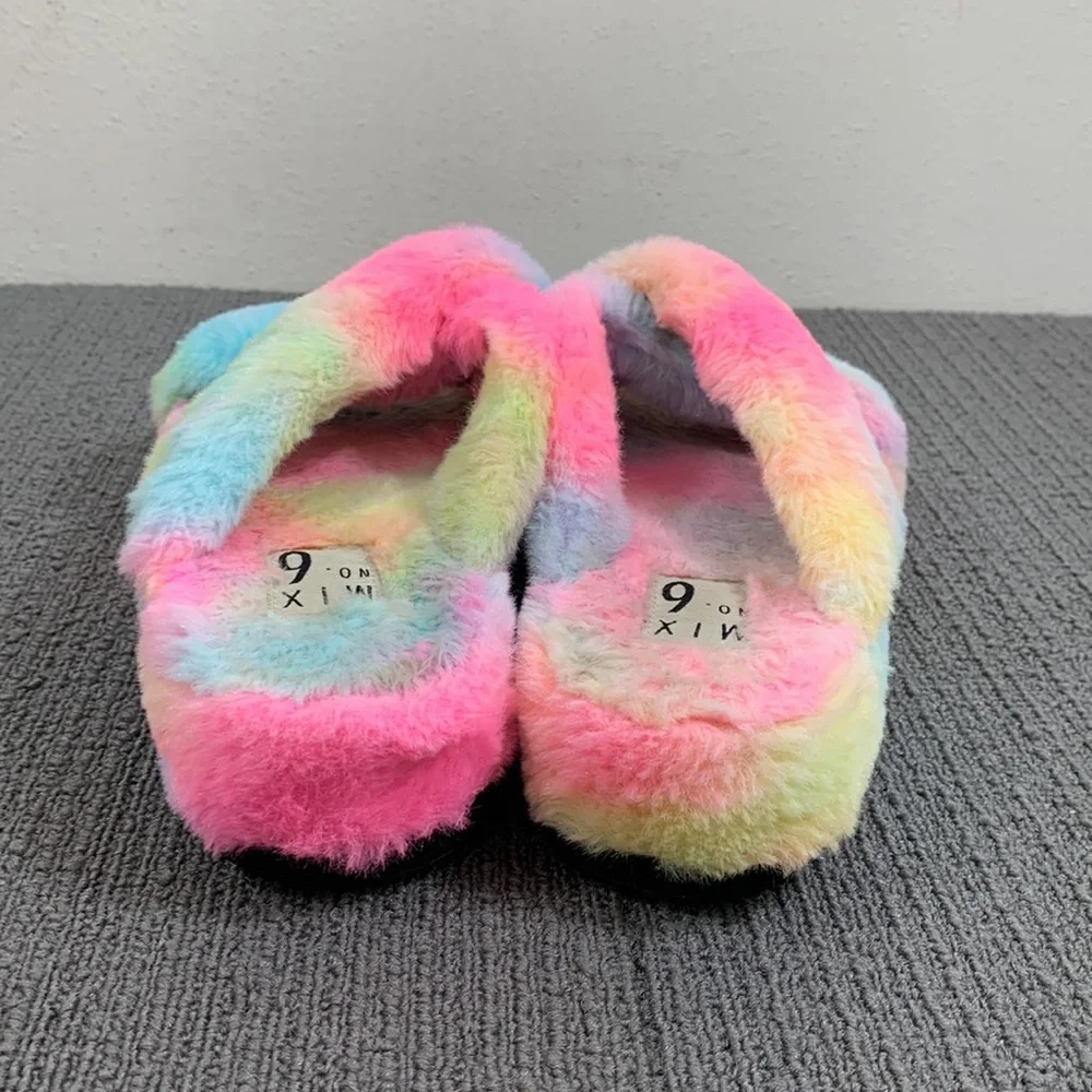 Mix No. 6 Platform Slipper Sandals Womens Size 9 Tie Dye Fuzzy Amatta Slides - Picture 7 of 13